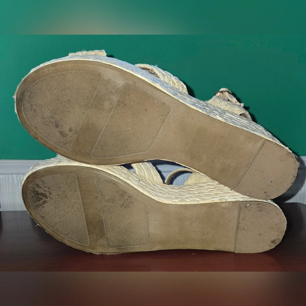 Lauren Conrad Espadrilles Wedge Ankle Strap Jute Open Toe Sandals Sz 10